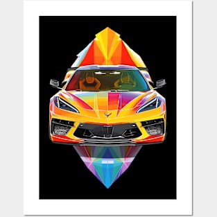 C8 Corvette Supercar Racecar Prism Art Sportscar Muscle Car Corvette C8 Posters and Art